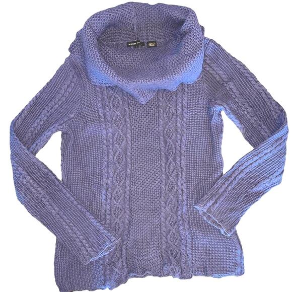 Jeanne Pierre Navy Mixed Knit Cowl Neck Sweater size Large - Picture 1 of 7